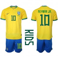 Brazil Neymar Jr #10 Domaci Dres za djecu SP 2022 Kratak Rukav (+ Kratke hlače)